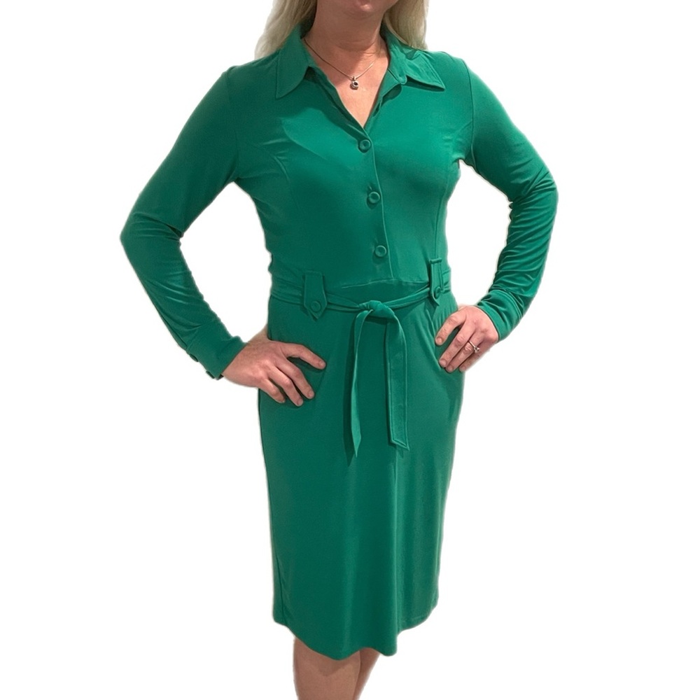 Leona Edmiston Frocks Kelly Green Belted Shirt Dress